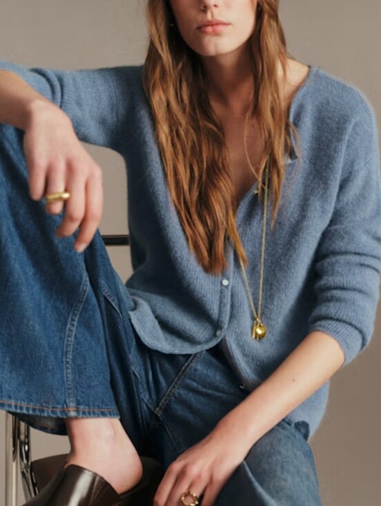Sezane Sweaters - Sezane Gaspard Vintage Blue Mohair/Alpaca Blend Buttondown Cardigan